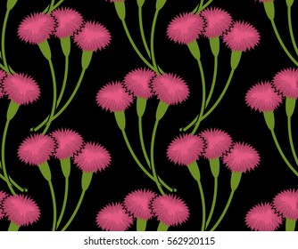Carnation seamless pattern. Flower bouquet background. Three Pink flowers ornament