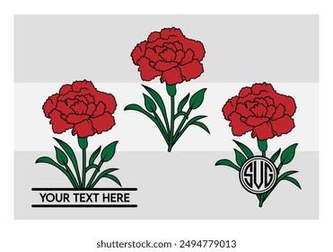 Carnation, Carnation Silhouette, Carnation Flower, Floral, Carnation Clipart, Silhouette, Flower, 