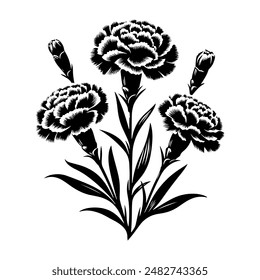 Silueta de clavel estilo de Vector fondo blanco