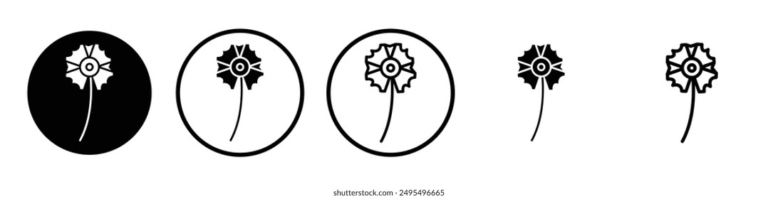 Carnation vector icon set in black and white color.