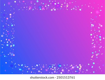 Carnaval Burst. Falling Dust. Holographic Effect. Digital Ribbon. Blue Glare Serpentine. Happy Pattern. Transparent Confetti. Light Abstract Cristals. Purple Carnaval Burst