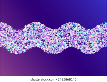 Carnaval Burst. Modern Ribbon. Carnival Tinsel. Light Birthday Illustration. Laser Pattern. Blue 3d Confetti. Falling Poster. Festive Glitter. Purple Carnaval Burst