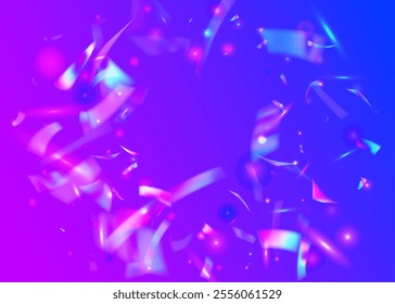 Carnaval Confetti. Disco Glitter. Pink Light Effect. Abstract Paper. Happy Concept. Festive Background. Retro Iridescent Illustration. Unicorn Tinsel. Blue Carnaval Confetti