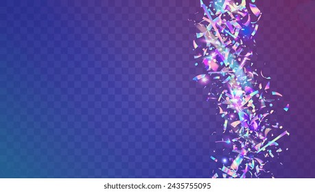 Carnaval Confetti. Glare Pattern. Falling Poster. Hologram Paper. Modern Design. Happy Birthday Cristals. Pink Disco Effect. Festive Background. Purple Carnaval Confetti