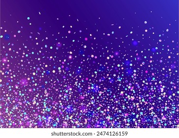 Carnaval Confetti. Modern Banner. Pink Glare Tinsel. Rainbow Glitter. Happy Colourful Cristals. Disco Concept. Cristal Dust. Hologram Effect. Blue Carnaval Confetti