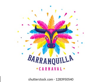 Carnaval de Barranquilla, festa de carnaval colombiano. Ilustração vetorial, cartaz e folheto