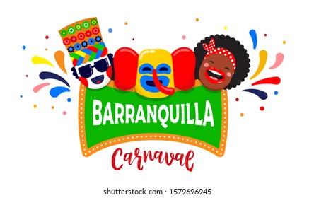 Carnaval de Barranquilla, Colombian carnival party. Vector illustration, poster and flyer