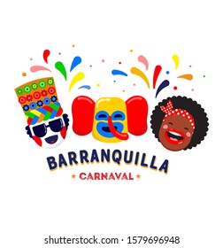 Carnaval de Barranquilla, Colombian carnival party. Vector illustration, poster and flyer