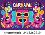 Carnaval de Barranquilla. Translation - Carnival of Barranquilla. Colombian carnival party. Barranquilla
