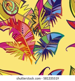 carnaval feathers seamless pattern