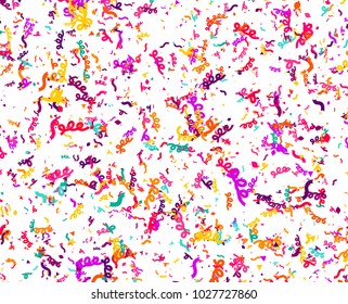 Carnaval or Festival Confetti. Colorful confetti pieces. Celebration party or Holiday background. Flying colorful glitter particles. Decoration pattern. Vector