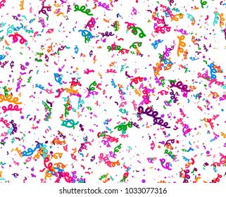 Carnaval or Festival Confetti. Colorful confetti pieces. Celebration party or Holiday background. Flying colorful glitter particles. Decoration pattern. Vector