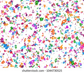 Carnaval or Festival Confetti. Colorful confetti pieces. Celebration party or Holiday background. Flying colorful glitter particles. Decoration pattern. Vector
