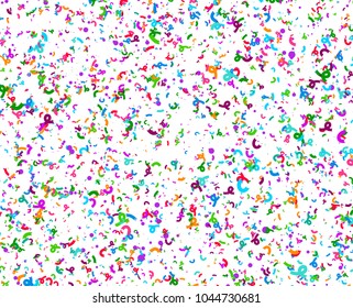 Carnaval or Festival Confetti. Colorful confetti pieces. Celebration party or Holiday background. Flying colorful glitter particles. Decoration pattern. Vector