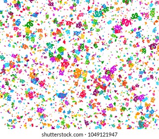 Carnaval or Festival Confetti. Colorful confetti pieces. Celebration party or Holiday background. Flying colorful glitter particles. Decoration pattern. Vector