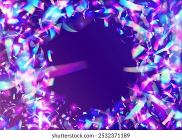 Carnaval Glitter. Isolated Flag. Foil Christmas Serpentine. Festive Background. Falling Poster. Anniversary Effect. Retro Pattern. Blue Glare Burst. Purple Carnaval Glitter