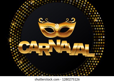 Carnaval golden banner. Vector illustration. EPS10