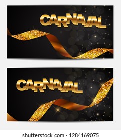 Carnaval golden banner. Vector illustration. EPS10