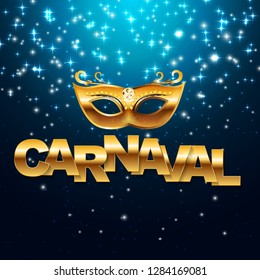 Carnaval golden banner. Vector illustration. EPS10