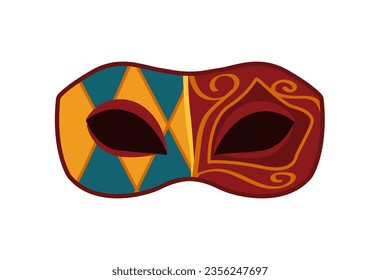 Carnaval mask concept. Colorful apparel element for event and party. Wear for masquerade. Design element for greetin cards. Cartoon flat vector illustration isolated on white background