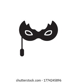 carnaval mask icon glyph vector illustration black style. isolated on white background
