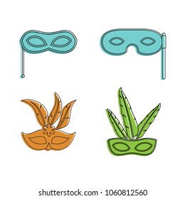 Carnaval mask icon set. Color outline set of carnaval mask vector icons for web design isolated on white background
