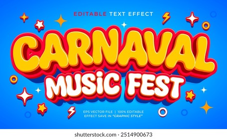 Carnaval Music Fest 90s retro editable text effect template