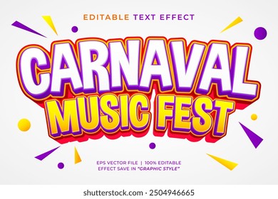 Carnaval Music Fest editable text effect vintage and retro 90s style