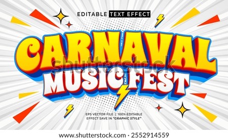 Carnaval music fest text effect. Retro and vintage editable text effect style