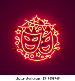 Carnaval neon sign, color red. Vector illustration