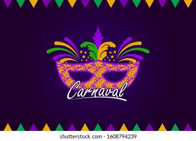 Carnaval party background design with mask. Vector illustration