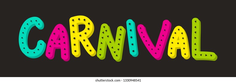 Carnaval Party - colorful banner with hand drawn text. Vector