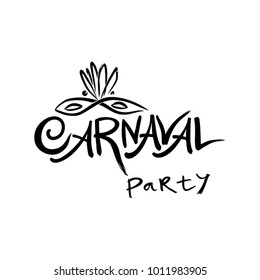 Carnaval Party. Hand drawn vector template with Masquerade Mask.