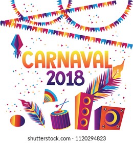 Carnaval poster with illustration, party invitation card, isolated background, carnaval background