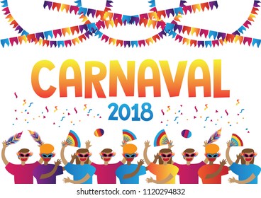 Carnaval poster with illustration, party invitation card, isolated background, carnaval background