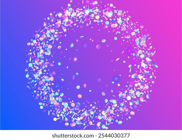 Carnaval Serpentine. Glare Texture. Modern Ribbon. Holographic Confetti. Pink Light Effect. 3d Isolated Template. Digital Dust. Party Background. Blue Carnaval Serpentine