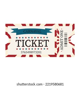 Carnaval ticket template. Admit one retro carnaval ticket.Vector illustration