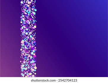 Carnaval Tinsel. Modelo abstrato a laser. Brilho Roxo Claro. Padrão de brilho. Holograma Sparkle. Cristal Poeira. Serpentina de Unicórnio. Design em queda. Tinsel de Carnaval Azul