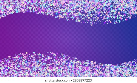 Carnaval Tinsel. Pink Glitch Glitter And Purple Disco Confetti. Abstract Birthday Background. Christmas Surprise With Paper Serpentine And Light. Blue Carnaval Tinsel