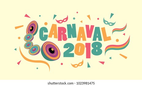 Carnaval Title With Colorful Party Element for banner and poster. vector illustration