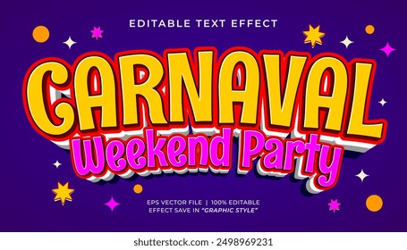 Carnaval weekend party editable text effect 90s vintage template