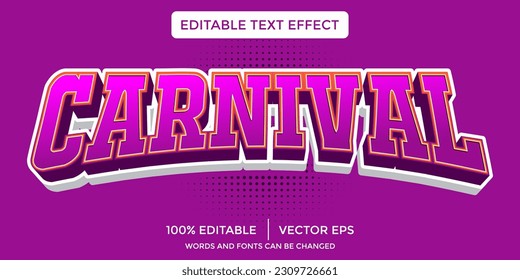 plantilla de efecto de texto de estilo 3d de carnaval