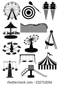 carnival amusement park icons set