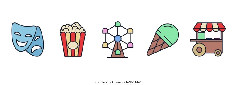 Carnival. amusement park set icon symbol template for graphic and web design collection logo vector illustration