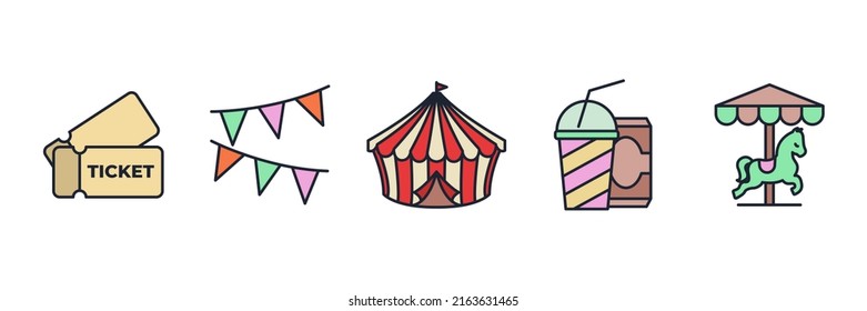 Carnival. amusement park set icon symbol template for graphic and web design collection logo vector illustration