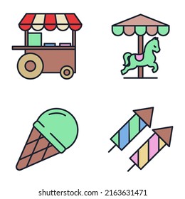 Carnival. amusement park set icon symbol template for graphic and web design collection logo vector illustration
