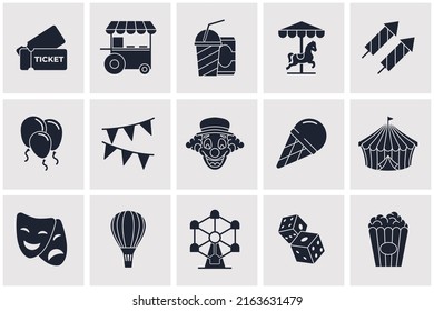 Carnival. amusement park set icon symbol template for graphic and web design collection logo vector illustration