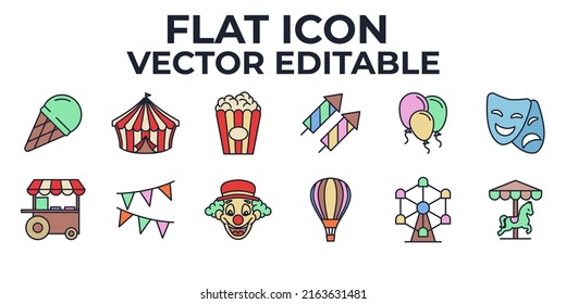Carnival. amusement park set icon symbol template for graphic and web design collection logo vector illustration