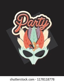 carnival animal mask feather retro party