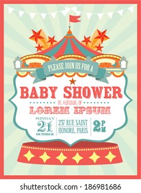 Carnival Baby Shower Invitation Card Template Vector/illustration